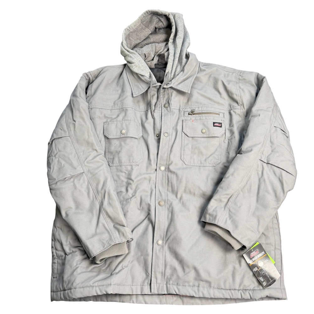 Genuine Dickies Men‎ 3XL Gray Insulated Hooded Canvas Shirt Jacket NJS100GY NWT